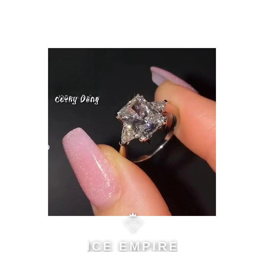 Iced Out 18K Gold Moissanite Engagement Ring