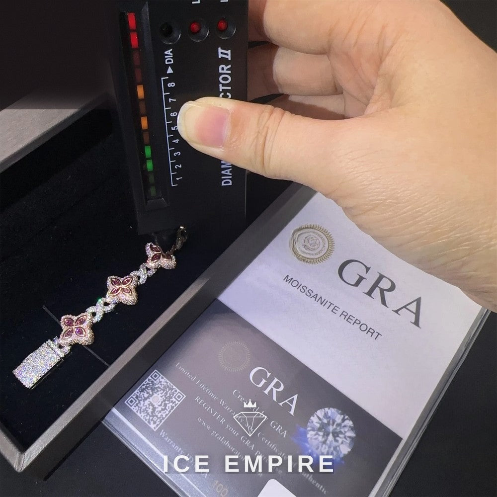 Iced Out 925 Silver Moissanite Cuban Chain