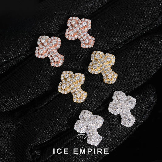 Iced Out Cross 925 Silver Moissanite Earrings