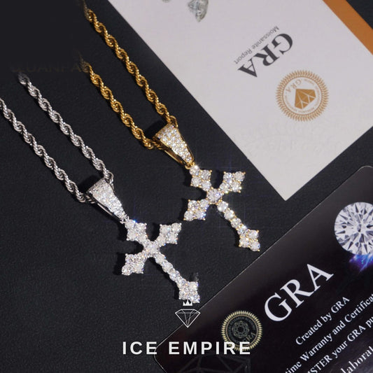 Iced Out Cross 925 Silver Moissanite Pendant
