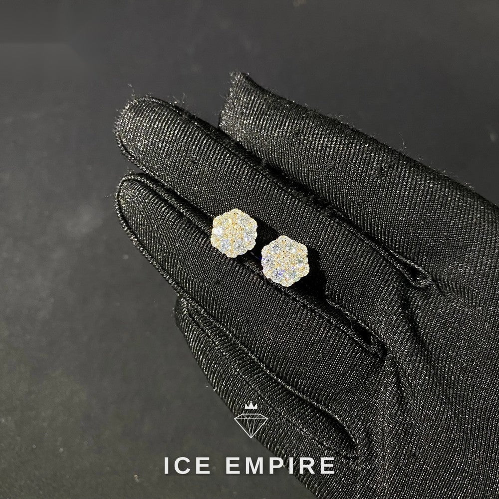 Iced Out 925 Silver Moissanite Stud Earrings