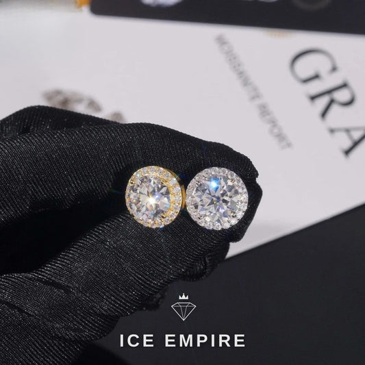 Iced Out Rose Gold Plated Moissanite Stud Earrings