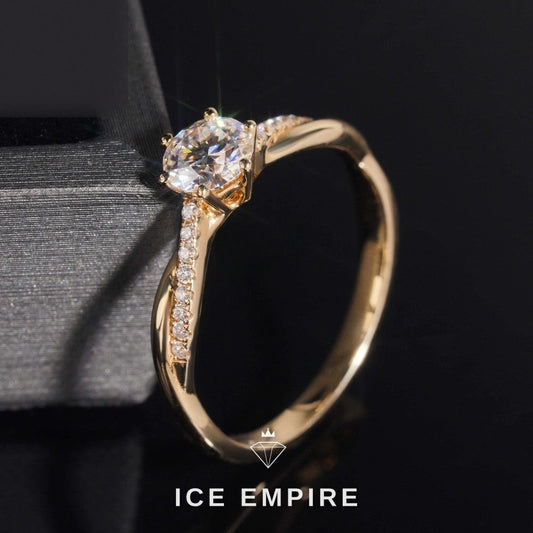 Iced Out 14K Gold Moissanite Engagement Ring