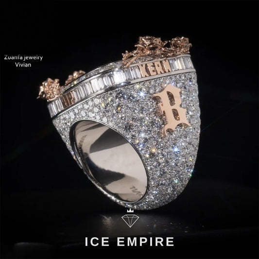 Iced Out Rose Gold Plated Moissanite Ring