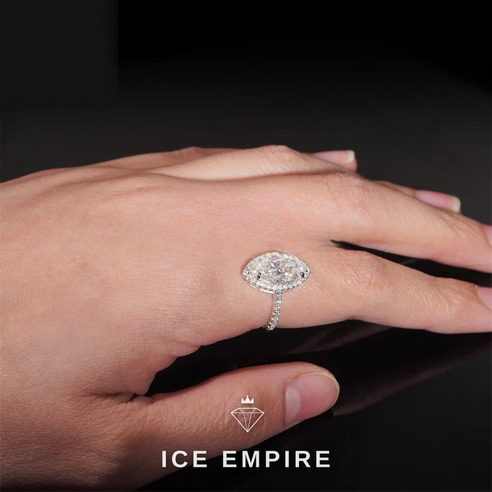 Iced Out 925 Silver Moissanite Engagement Ring