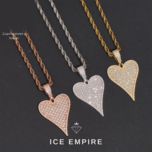 Iced Out Heart 925 Silver Moissanite Pendant