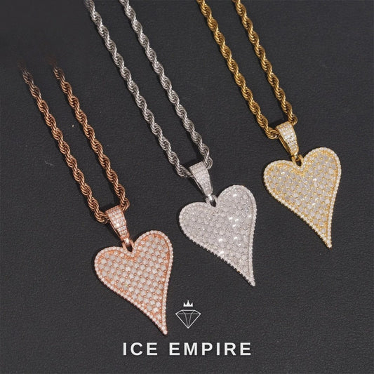 Iced Out Heart 925 Silver Moissanite Pendant