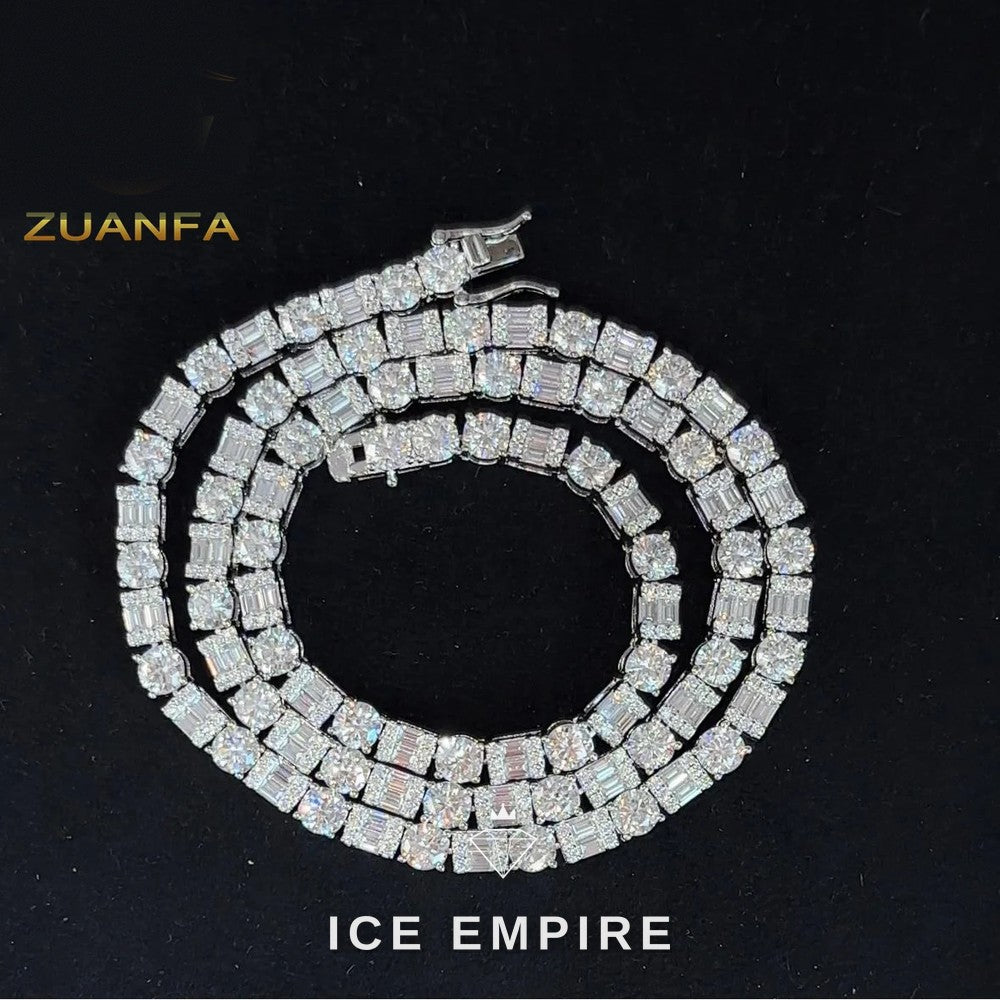 Iced Out 925 Silver Moissanite Tennis Chain