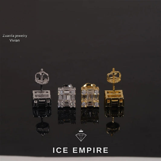 Iced Out Rose Gold Plated Moissanite Earrings