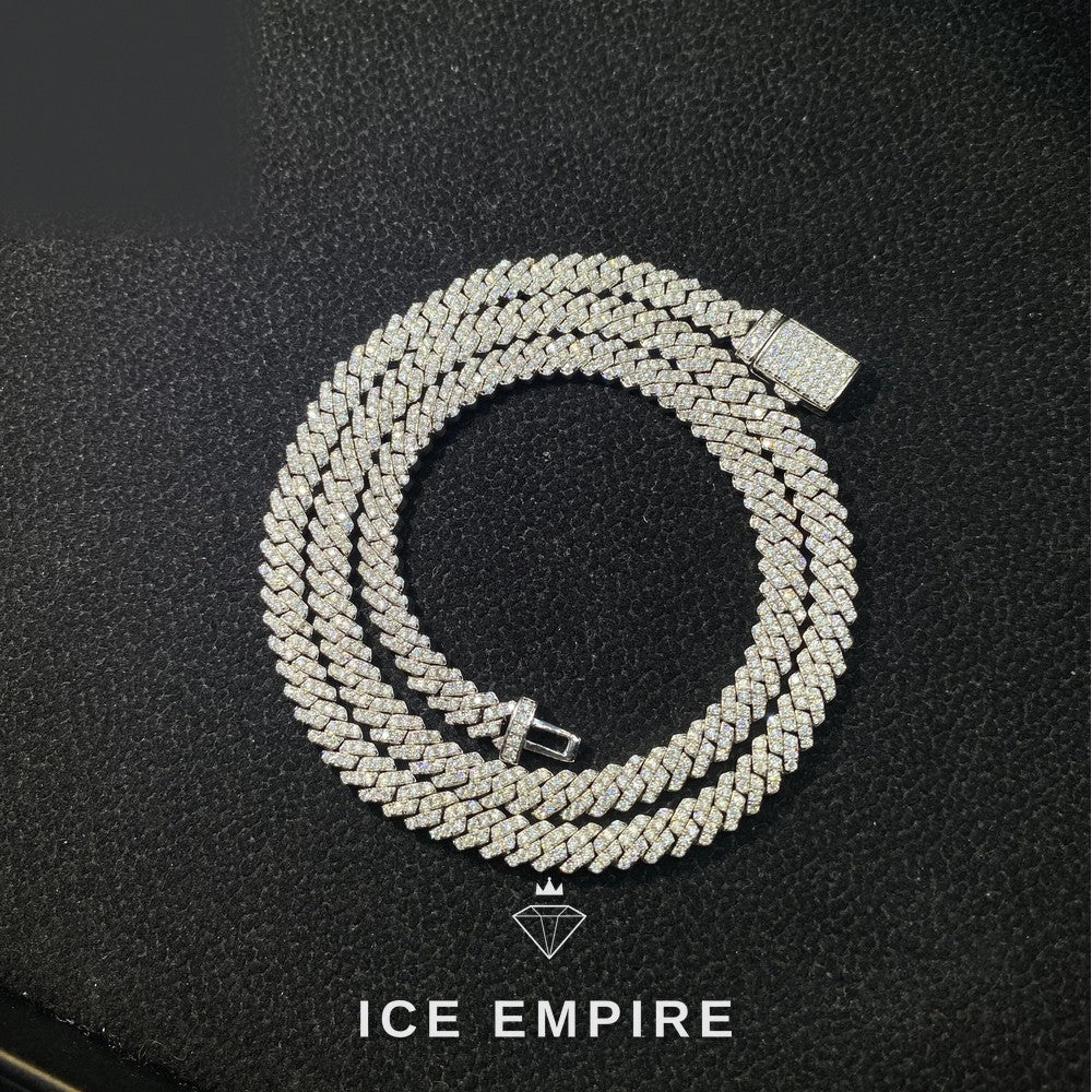 Iced Out 925 Silver Moissanite Cuban Chain