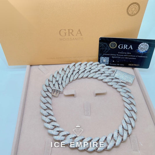Iced Out Rose Gold Plated Moissanite Cuban Chain