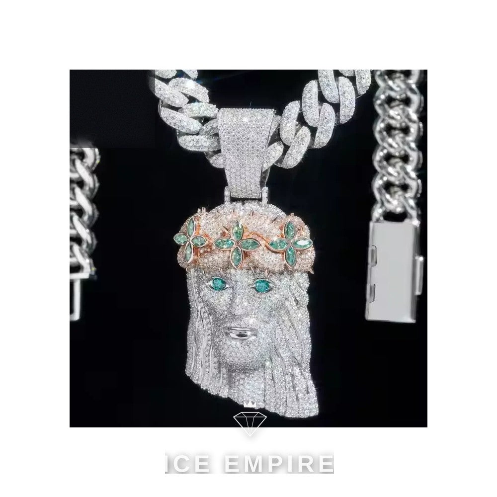 Iced Out 18K Gold Moissanite Pendant
