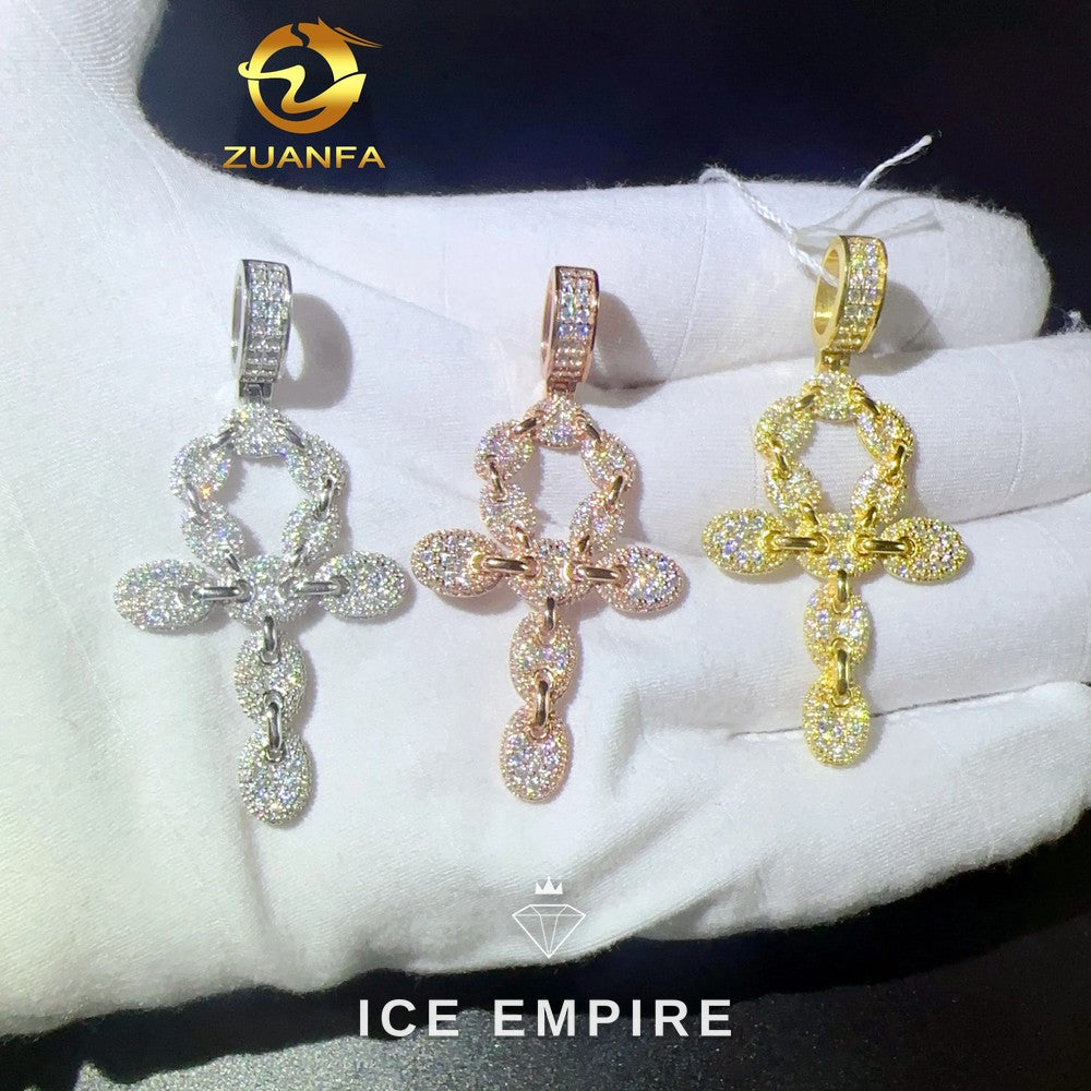 Iced Out Cross 925 Silver Pendant