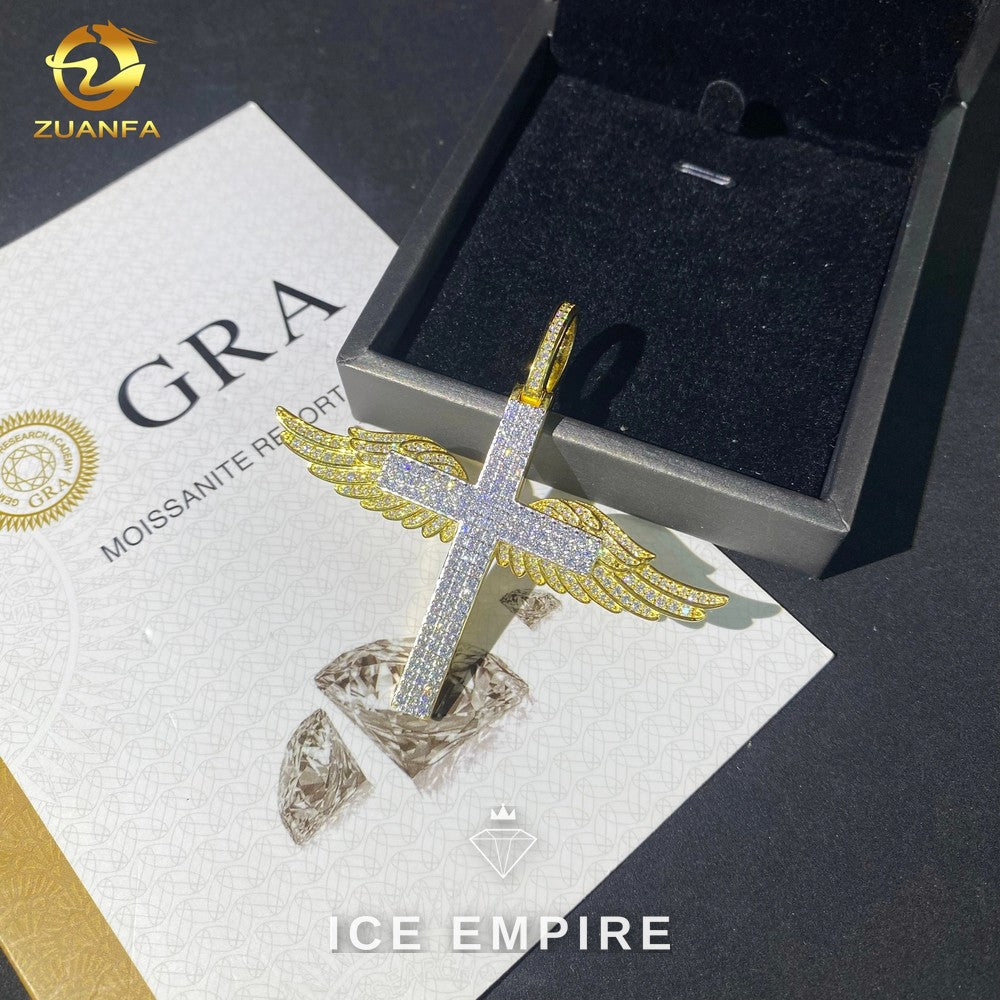 Iced Out Cross Gold Plated Moissanite Pendant