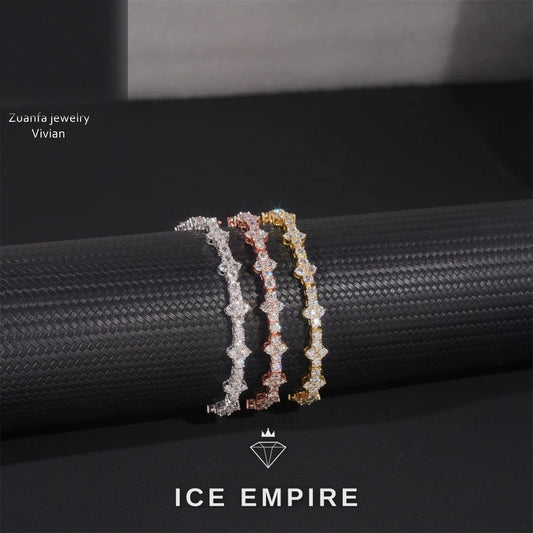 Iced Out 925 Silver Moissanite Tennis Chain
