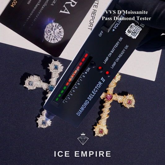 Iced Out Cross 925 Silver Pendant