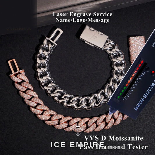 Iced Out Rose Gold Plated Moissanite Cuban Chain