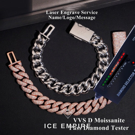 Iced Out Rose Gold Plated Moissanite Cuban Chain