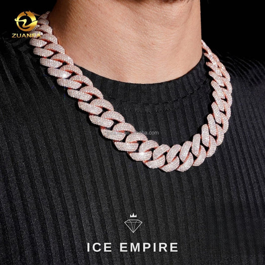 Iced Out Rose Gold Moissanite Cuban Chain