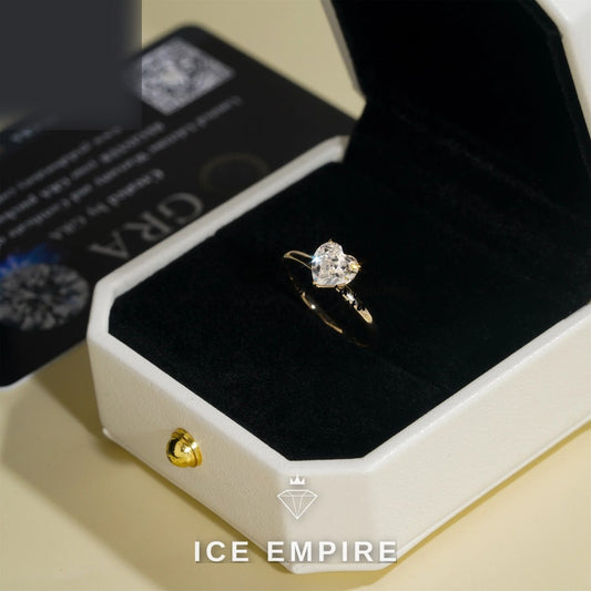 Iced Out Heart 14K Gold Moissanite Engagement Ring