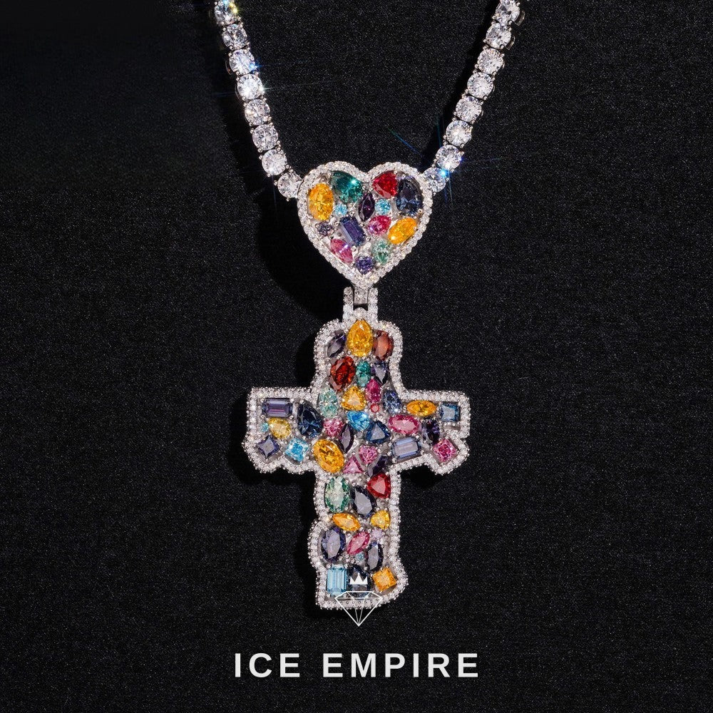 Iced Out Cross Rose Gold Plated Pendant