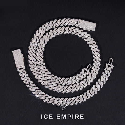 Iced Out 925 Silver Moissanite Cuban Chain