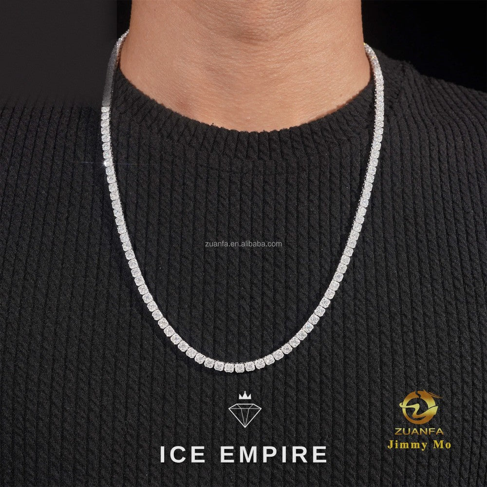 Iced Out Cluster 925 Silver Moissanite Cuban Chain