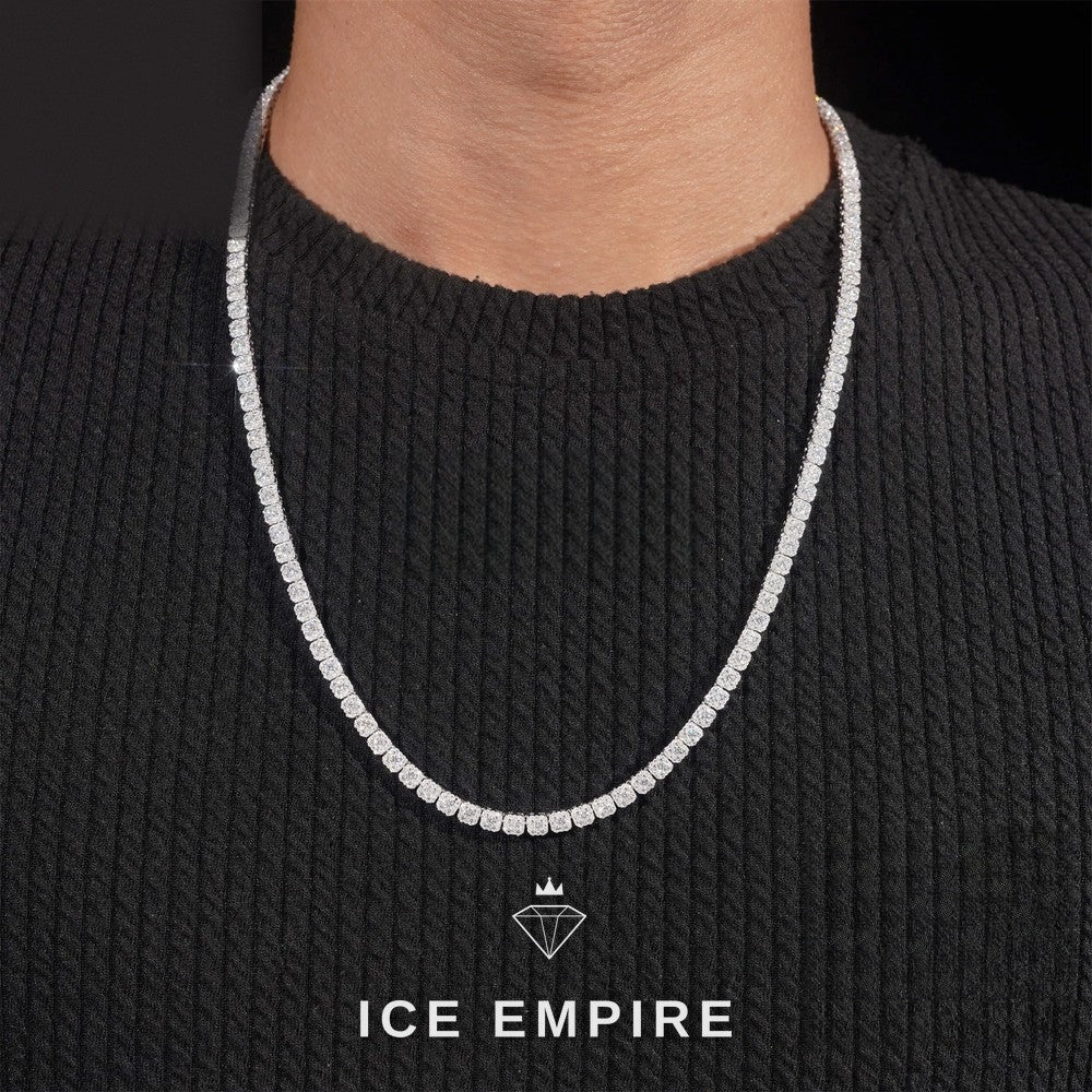 Iced Out Cluster 925 Silver Moissanite Cuban Chain