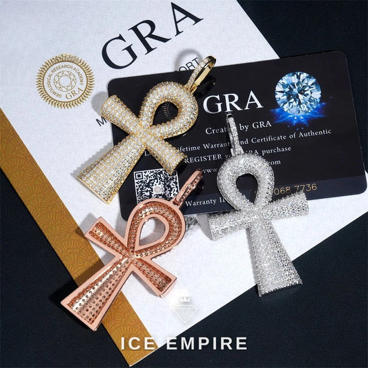Iced Out Baguette Rose Gold Plated Moissanite Pendant