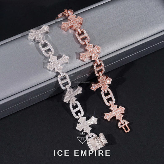 Iced Out Baguette 925 Silver Moissanite Cuban Chain
