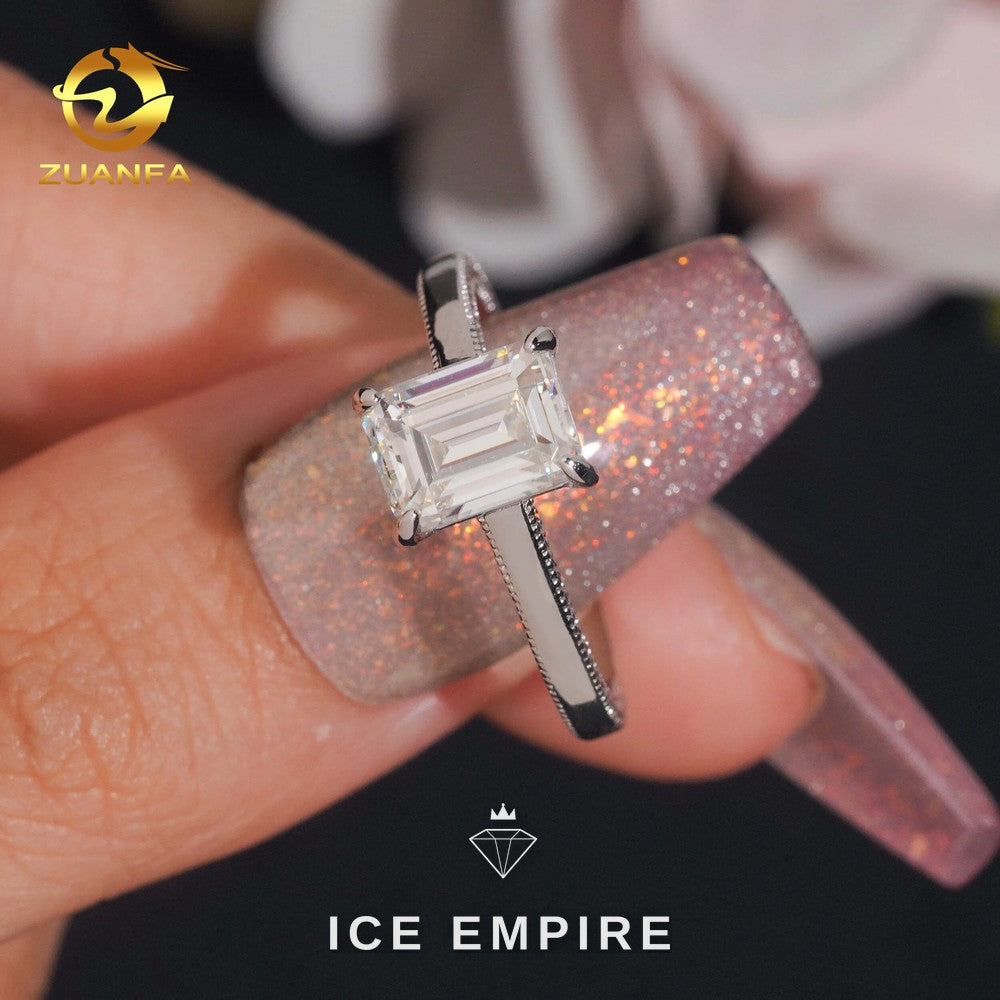 Iced Out 925 Silver Moissanite Wedding Band