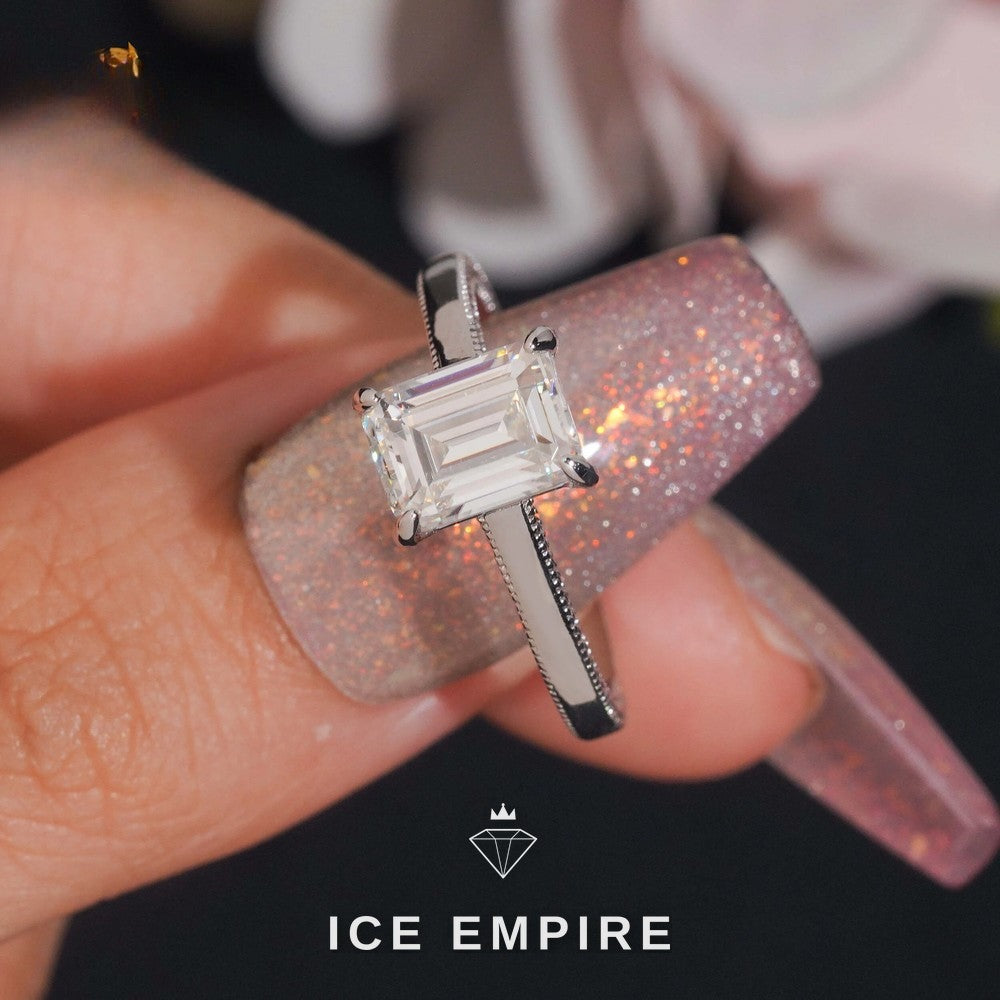 Iced Out 925 Silver Moissanite Wedding Band