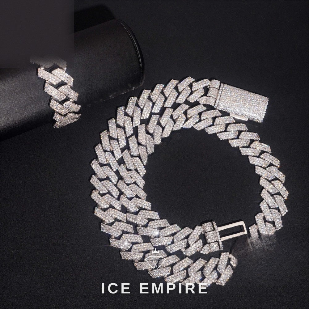 Iced Out 925 Silver Moissanite Cuban Chain