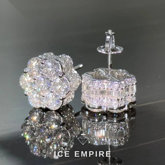 Iced Out 14K Gold Lab Grown Diamond Stud Earrings