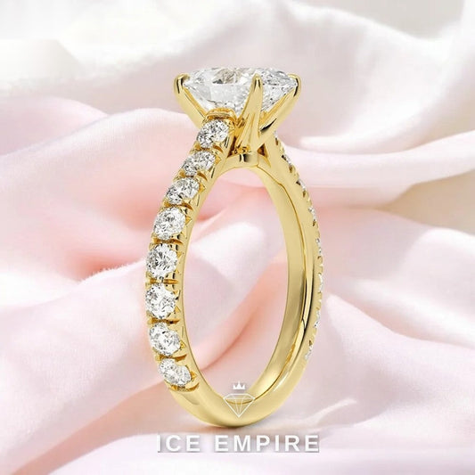 Iced Out Gold Plated Moissanite Engagement Ring