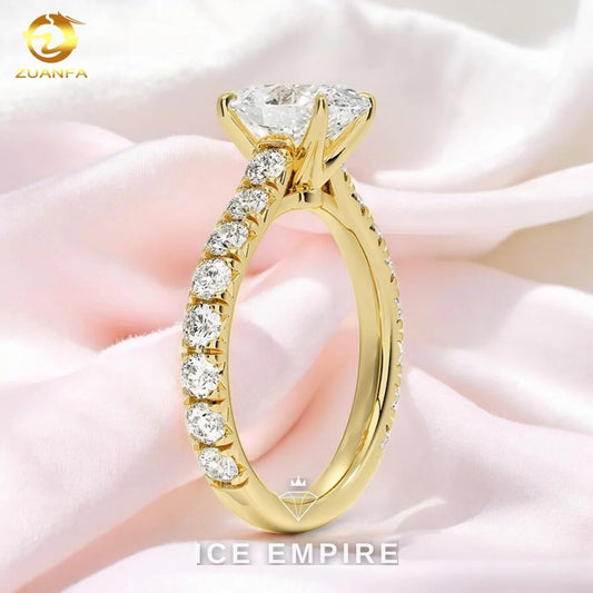 Iced Out Gold Plated Moissanite Engagement Ring