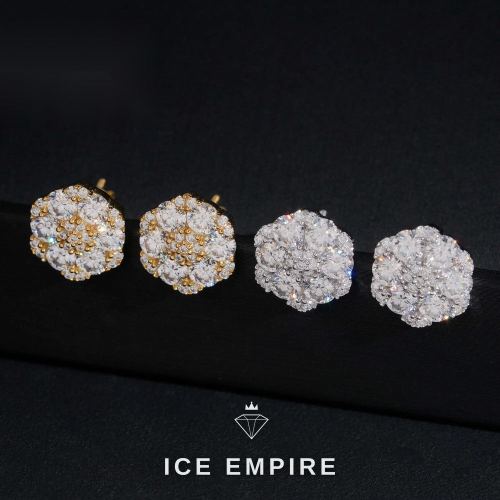 Iced Out Cluster 925 Silver Moissanite Earrings