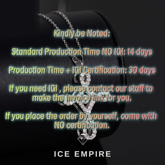 Iced Out Cross 925 Silver Lab Grown Diamond Pendant