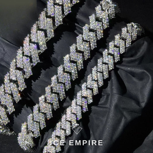 Iced Out 925 Silver Moissanite Cuban Chain