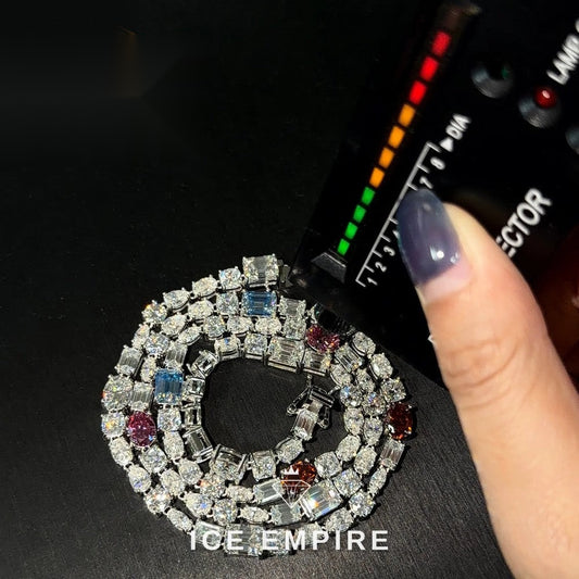 Iced Out 925 Silver Moissanite Tennis Chain