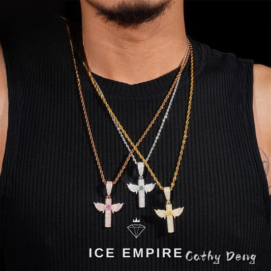 Iced Out Cross Rose Gold Plated Moissanite Pendant