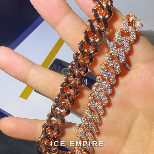 Iced Out Rose Gold Plated Moissanite Cuban Chain