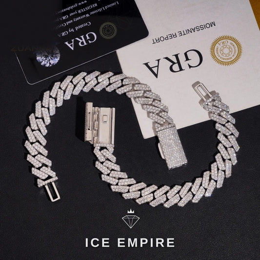 Iced Out 925 Silver Moissanite Cuban Chain