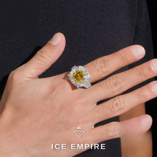 Iced Out Gold Plated Moissanite Wedding Band
