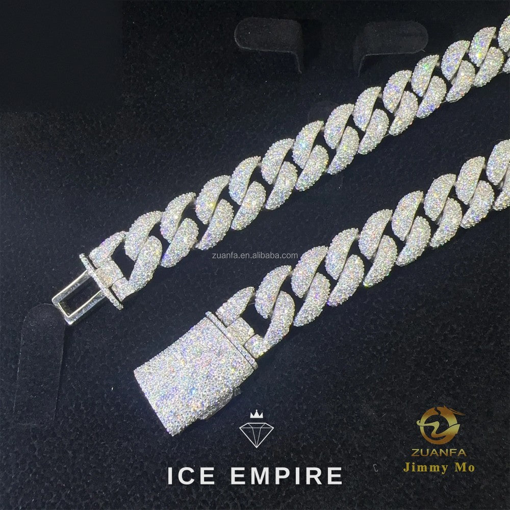 Iced Out 925 Silver Moissanite Cuban Chain