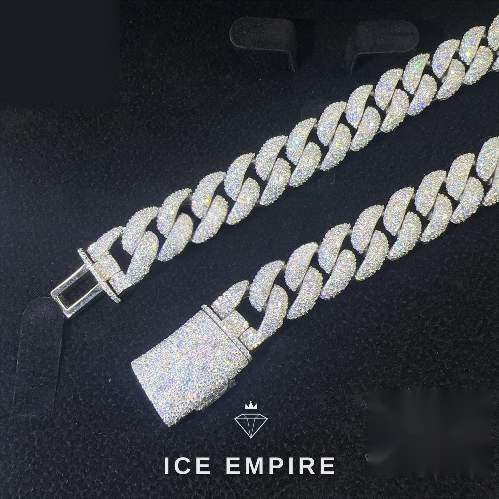 Iced Out 925 Silver Moissanite Cuban Chain