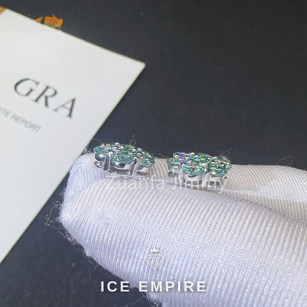 Iced Out Cluster 925 Silver Moissanite Stud Earrings