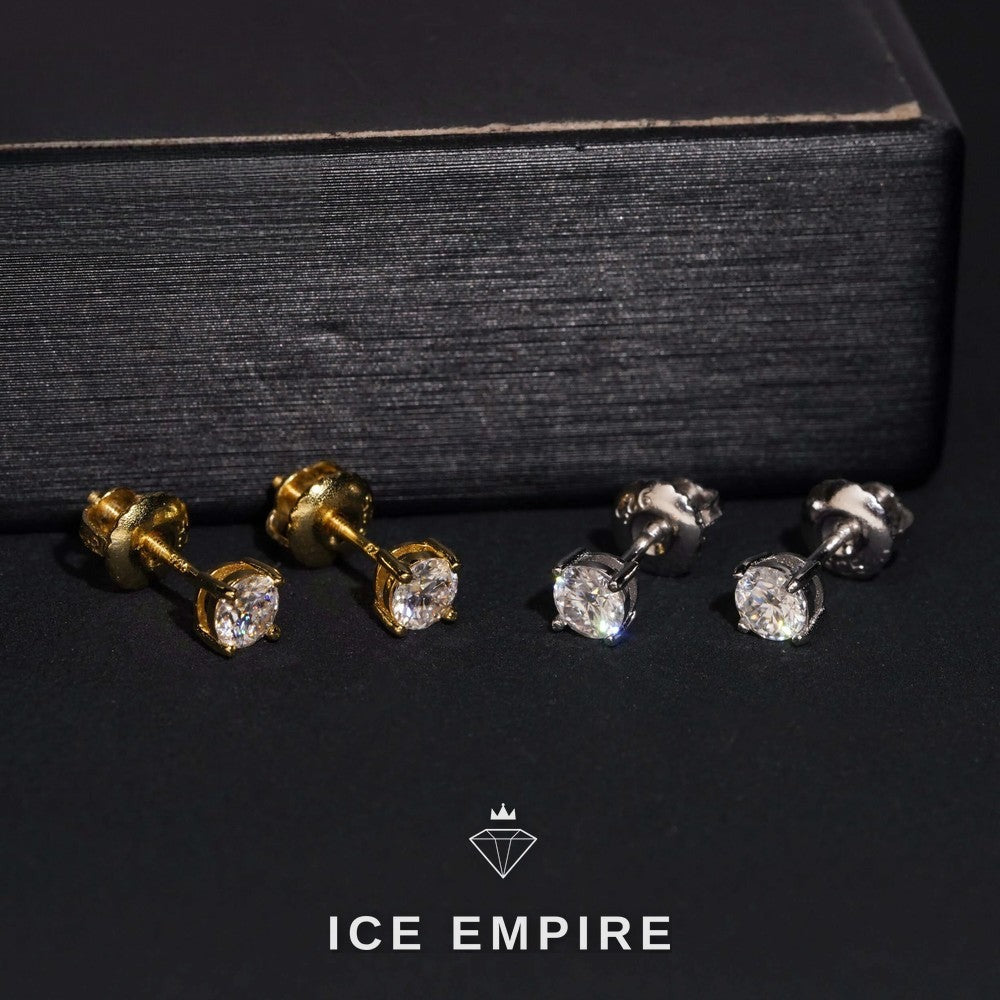 Iced Out Gold Plated Moissanite Stud Earrings