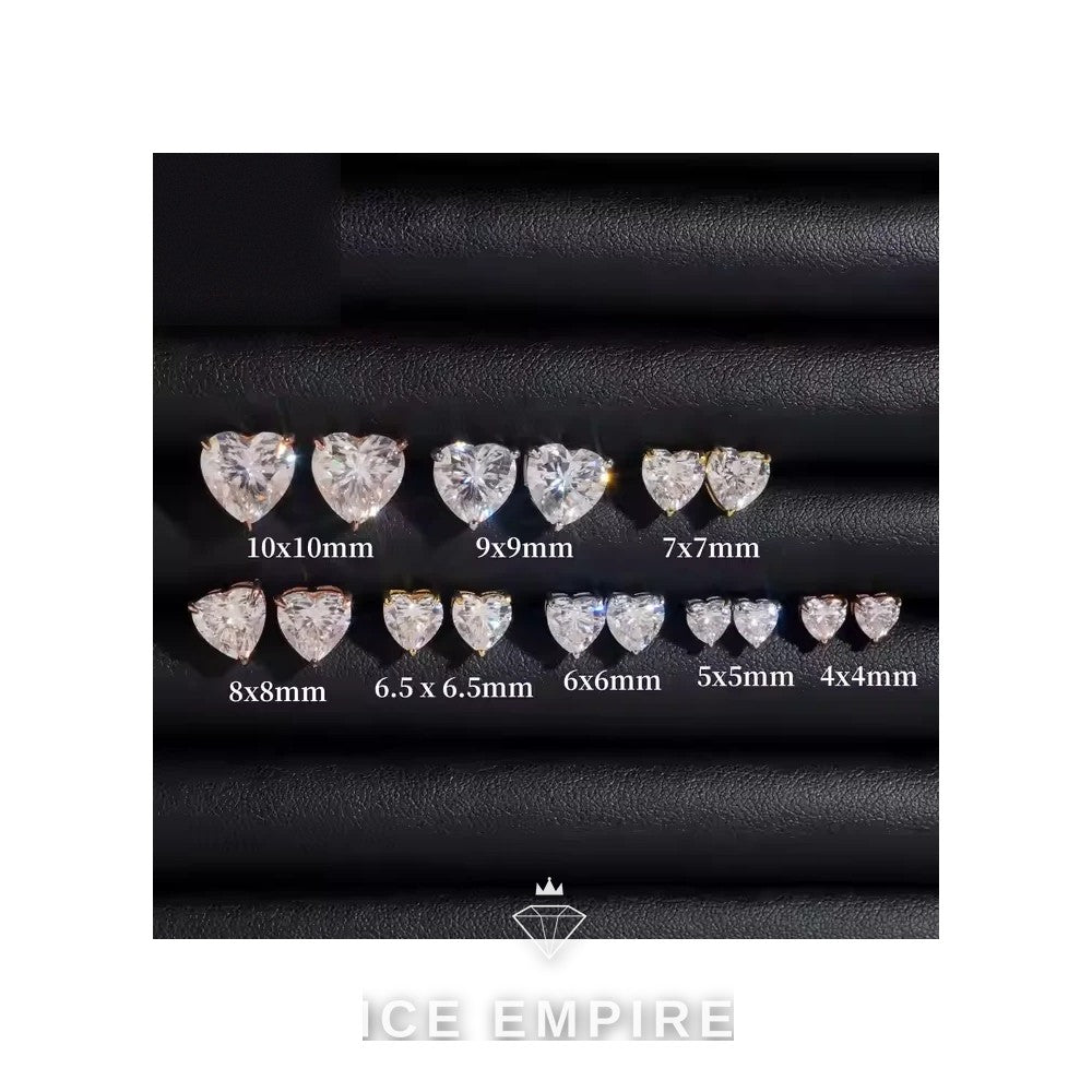 Iced Out Heart 925 Silver Moissanite Earrings