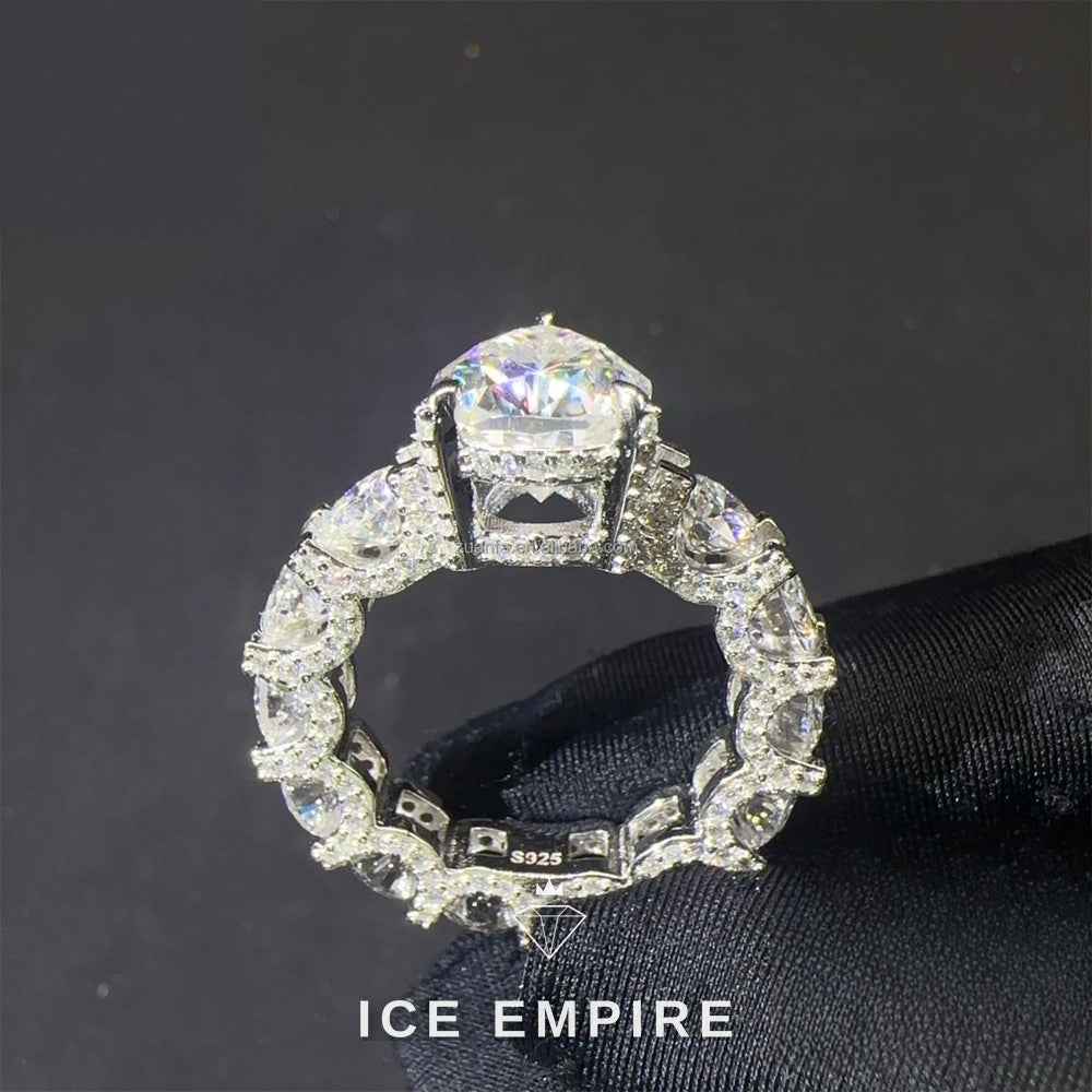 Iced Out 925 Silver Moissanite Engagement Ring